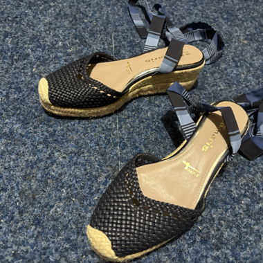 Espadrillas con zeppa tessute blu