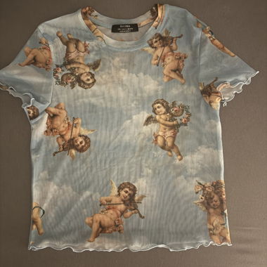 Bershka Top mit Cherub-Print