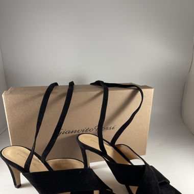 Gianvito Rossi black suede lace up heels 38.5