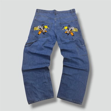 Japanische Streetwear bestickte Baggy-Jeans