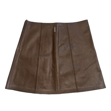 Moncler brown leather mini skirt EU 42