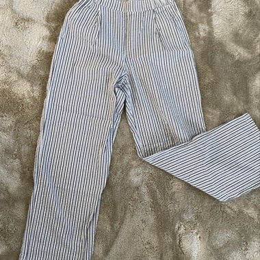 White and blue Striped Pants