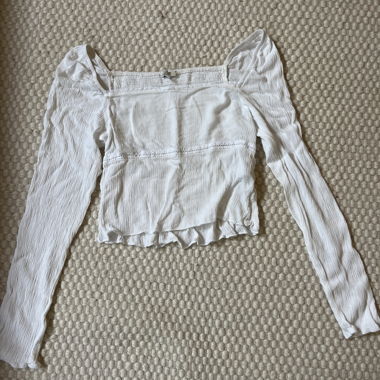 White Long-Sleeve Crop Top