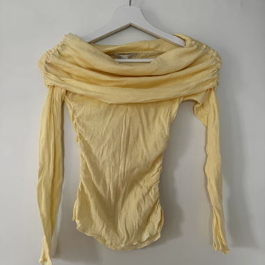 Top Zara drappeggiato giallo burro