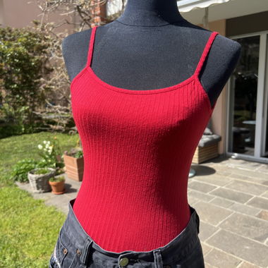 Red Ribbed Tank Top