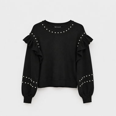 Zara Sweater with Pearl Details and Ruffles