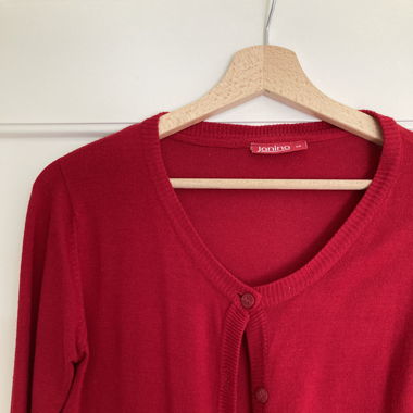 Red cardigan