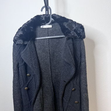 Cardigan grigio misto merino