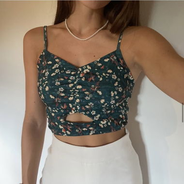 green floral crop top 