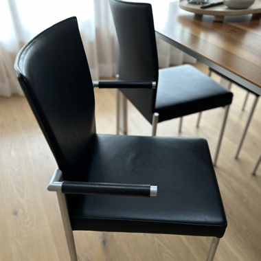 Stuhl Leder schwarz