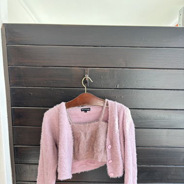 Pink Top & short cardigan set