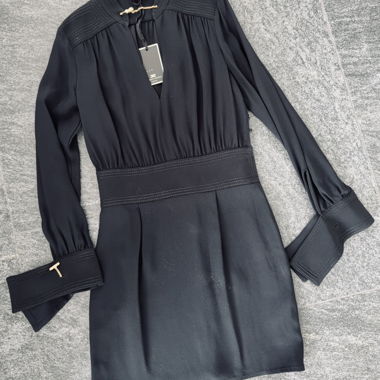 Black long-sleeve mini dress