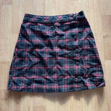 Plaid button-front skirt