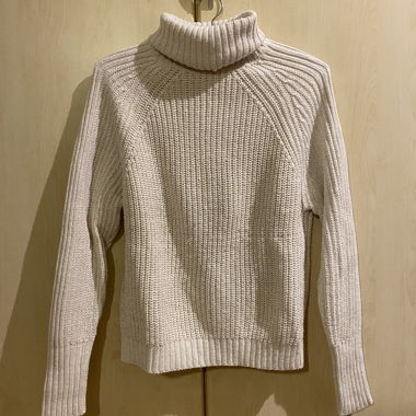 Weisser Glitzer Rollkragen-Strickpullover