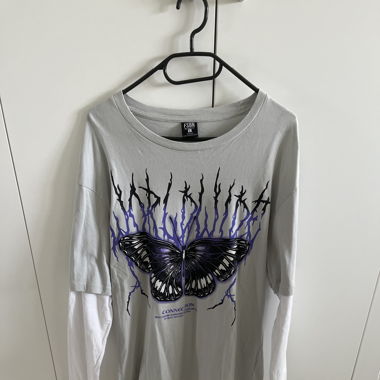 T-shirt manche longue gris - papillon 