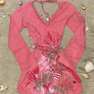 Abito da spiaggia vintage rosa regolabile