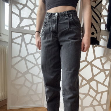 Jean mom taille haute MNG noir