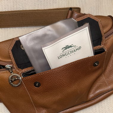 Sac banane en cuir brun Longchamp 