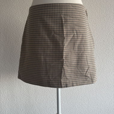 Gonna Mini a Quadri Beige e Nera