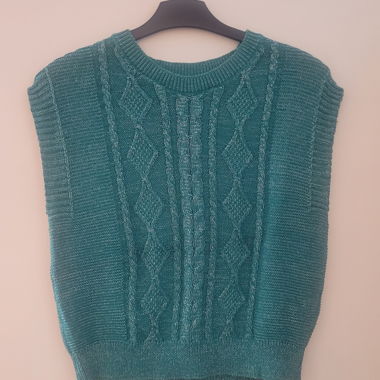 Maglione in maglia verde turchese senza maniche