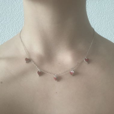 Collier à maillons en ton argent en forme de cœur