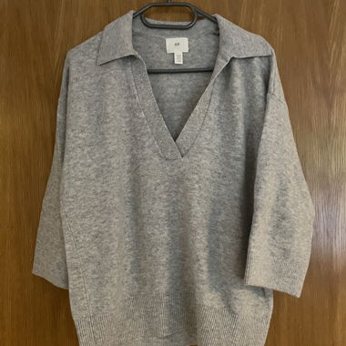 H&M grey polo-collar sweater