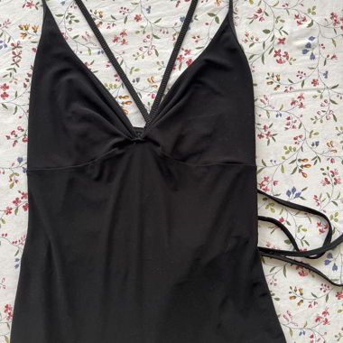 Black lace-up back dress