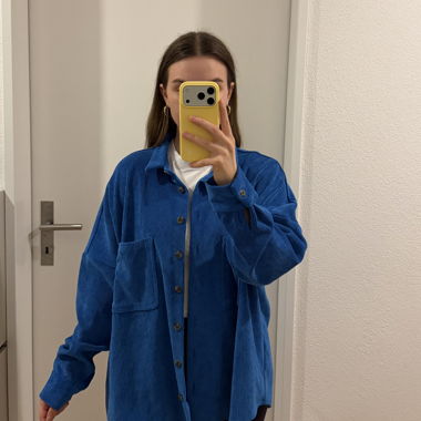 Oversize Cordhemd in Blau