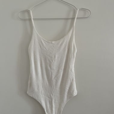 White Ribbed Bodysuit