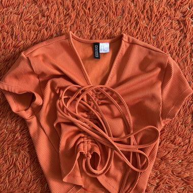 Orange Lace-Up Crop Top