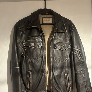 Braun/Schwarze Lederjacke
