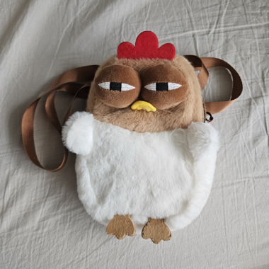Borsetta a tracolla piccola in peluche a forma di pollo