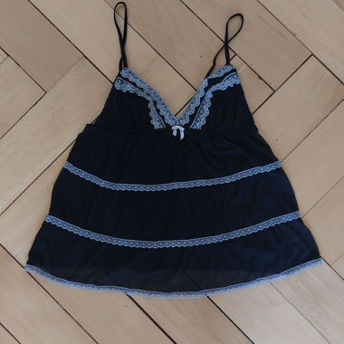 Y2K Vintage Black and White Lace Top