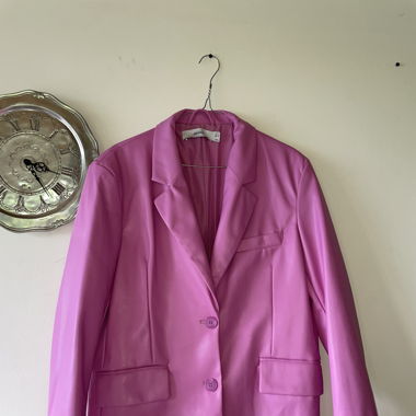 Bershka Pink Faux Leather Blazer