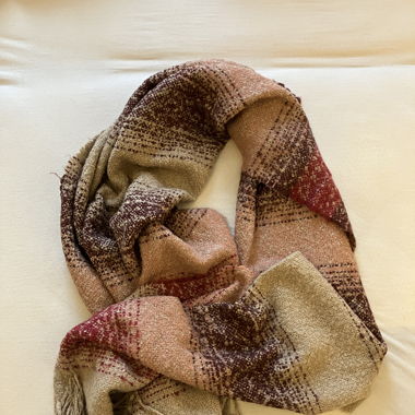 Schal beige/rot