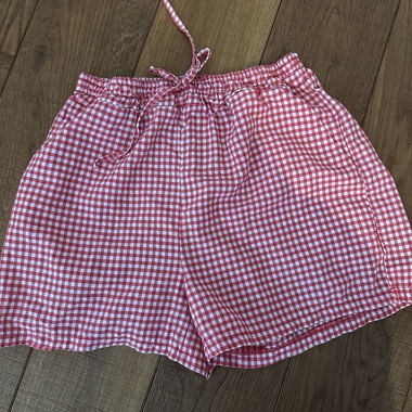 Red checked shorts