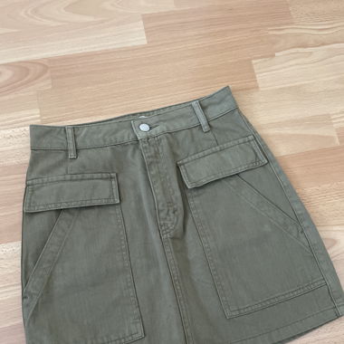 Khaki Denim Skirt