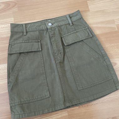 Khaki Denim Skirt