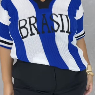 Brasil Blue White Knit Sweater