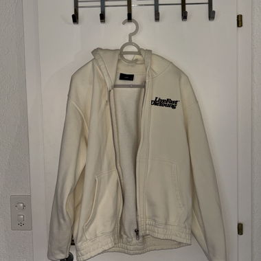 Beige sweat zippé LiveFastDieYoung