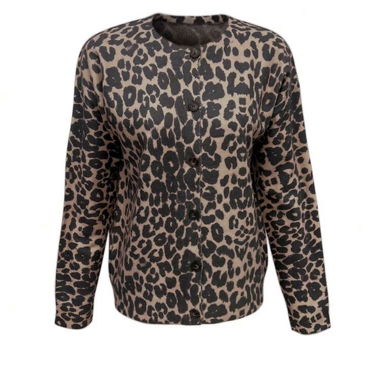Cardigan leopardato a maniche lunghe