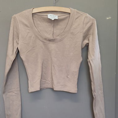Beige Long-Sleeve Crop Top, Pura Clothing