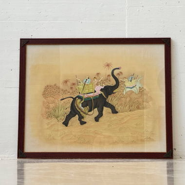 Picture with solid teak wood frame, 1950