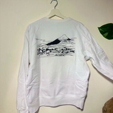 Uniqlo weisses Sweatshirt M // Kranich Motiv