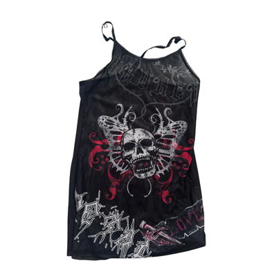 Dunkles Gothic-Transparent- Mesh Kleid S M