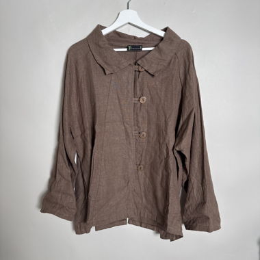 Veste boutonnée en lin marron