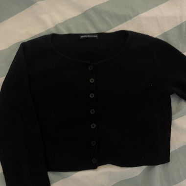 Schwarze Cropped Strick-Cardigan
