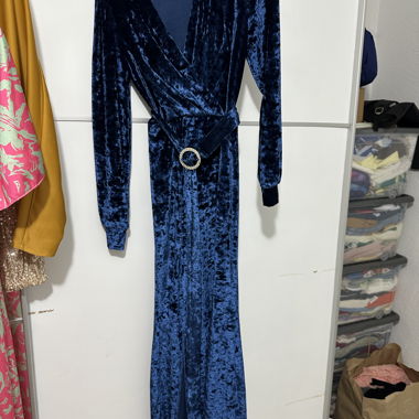 Blue Velvet Wrap Dress