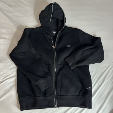 Giacca con zip / felpa con cappuccio nera « more money more love »