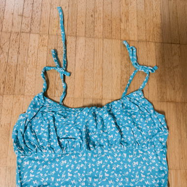 Blue Flower Ruffel Mini Top